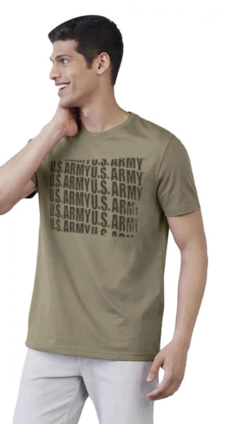 Mayawye Men's Casual Half sleeve Printed Cotton Crew Neck T-shirt (Green)