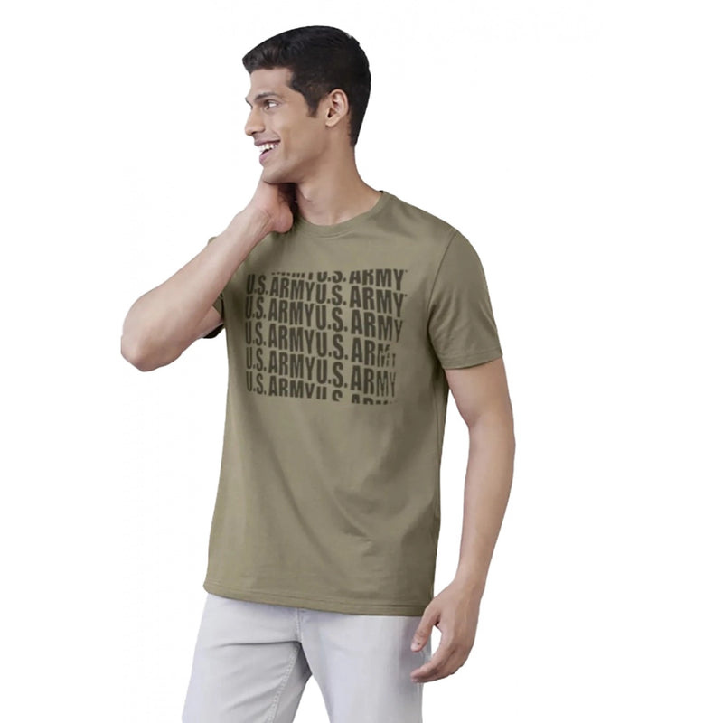 Mayawye Men's Casual Half sleeve Printed Cotton Crew Neck T-shirt (Green)