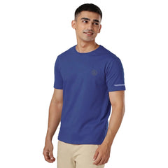 Mayawye Men's Casual Half sleeve Solid Polyester Crew Neck T-shirt (Blue)