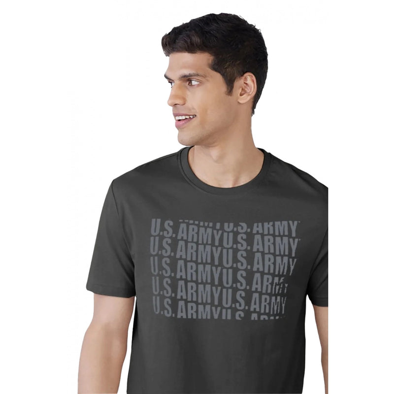 Mayawye Men's Casual Half sleeve Printed Cotton Round Neck T-shirt (Dark Grey)