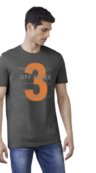 Mayawye Men's Casual Half sleeve Printed Cotton Crew Neck T-shirt (Black)