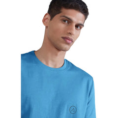 Mayawye Men's Casual Half sleeve Solid Polyester Crew Neck T-shirt (Light Blue)
