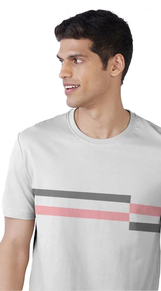 Mayawye Men's Casual Half sleeve Solid Cotton Crew Neck T-shirt (Light Grey)