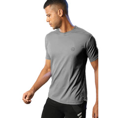 Mayawye Men's Casual Half sleeve Solid Polyester Crew Neck T-shirt (Grey)