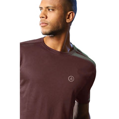 Mayawye Men's Casual Half sleeve Solid Polyester Crew Neck T-shirt (Maroon)