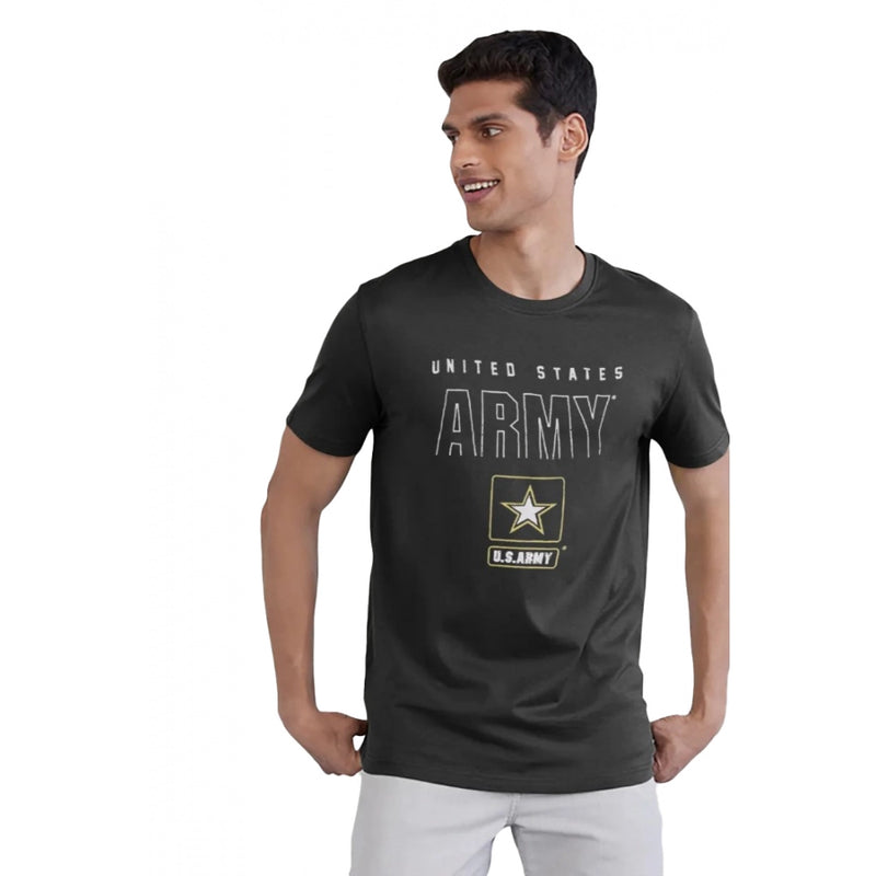 Mayawye Men's Casual Half sleeve Printed Cotton Crew Neck T-shirt (Black)