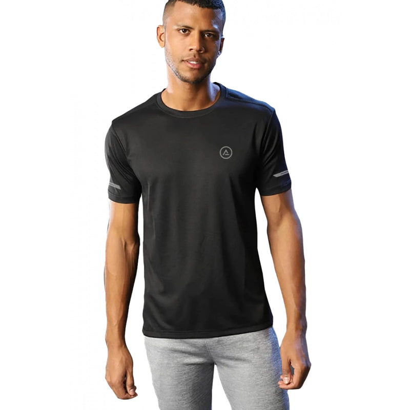 Mayawye Men's Casual Half sleeve Solid Polyester Crew Neck T-shirt (Black)