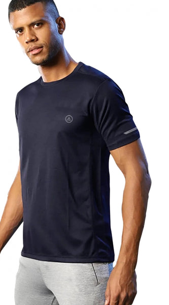 Mayawye Men's Casual Half sleeve Solid Polyester Crew Neck T-shirt (Navy)