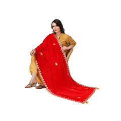 Mayawye Women's Velvet Gotta Patti Dupatta (Red, Length: 2.25 to 2.50 Mtr)