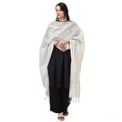 Mayawye Women's Chanderi Solid Dupatta (White, Length: 2.25 to 2.50 Mtr)