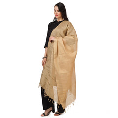 Mayawye Women's Chanderi Solid Dupatta (Gold, Length: 2.25 to 2.50 Mtr)