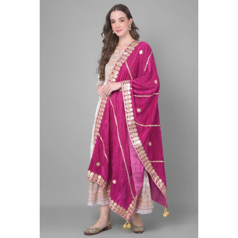 Mayawye Women's Velvet Gotta Patti Dupatta (Purple, Length: 2.25 to 2.50 Mtr)