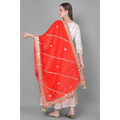 Mayawye Women's Velvet Gotta Patti Dupatta (Red, Length: 2.25 to 2.50 Mtr)