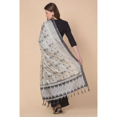 Mayawye Women's Art Silk Printed Dupatta (Black, Length: 2.25 to 2.50 Mtr)