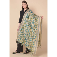 Mayawye Women's Art Silk Printed Dupatta (Gold, Length: 2.25 to 2.50 Mtr)