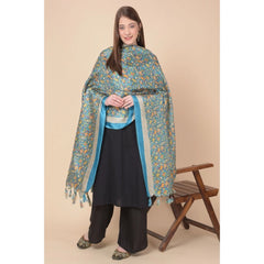 Mayawye Women's Art Silk Printed Dupatta (Turquoise, Length: 2.25 to 2.50 Mtr)