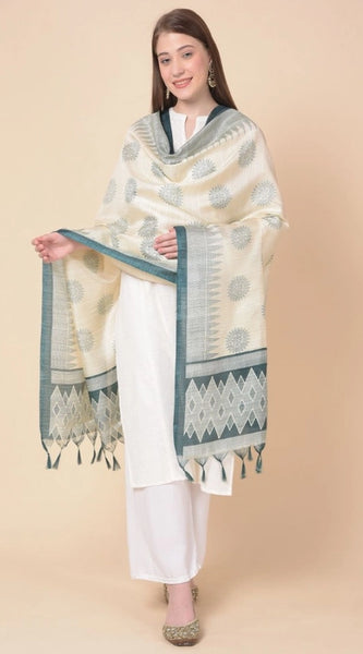 Mayawye Women's Art Silk Printed Dupatta (Grey, Length: 2.25 to 2.50 Mtr)