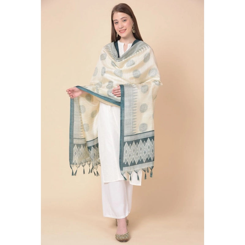 Mayawye Women's Art Silk Printed Dupatta (Grey, Length: 2.25 to 2.50 Mtr)