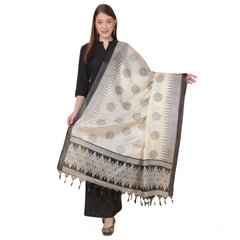 Mayawye Women's Art Silk Printed Dupatta (Black, Length: 2.25 to 2.50 Mtr)