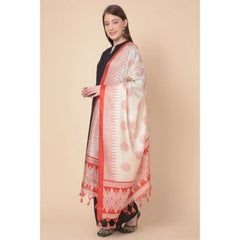 Mayawye Women's Art Silk Printed Dupatta (Red, Length: 2.25 to 2.50 Mtr)
