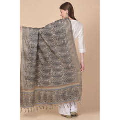 Mayawye Women's Art Silk Printed Dupatta (Grey, Length: 2.25 to 2.50 Mtr)