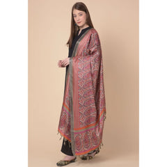 Mayawye Women's Art Silk Printed Dupatta (Grey, Length: 2.25 to 2.50 Mtr)