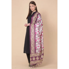 Mayawye Women's Art Silk Printed Dupatta (Purple, Length: 2.25 to 2.50 Mtr)