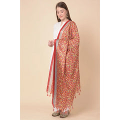 Mayawye Women's Art Silk Printed Dupatta (Red, Length: 2.25 to 2.50 Mtr)