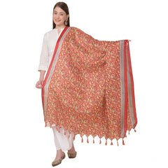 Mayawye Women's Art Silk Printed Dupatta (Red, Length: 2.25 to 2.50 Mtr)