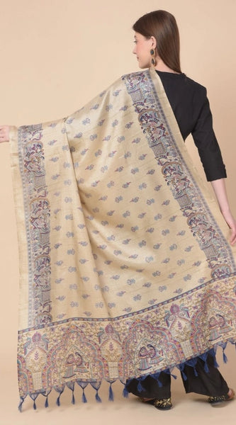 Mayawye Women's Art Silk Printed Dupatta (Gold, Length: 2.25 to 2.50 Mtr)