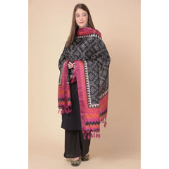 Mayawye Women's Art Silk Printed Dupatta (Black, Length: 2.25 to 2.50 Mtr)