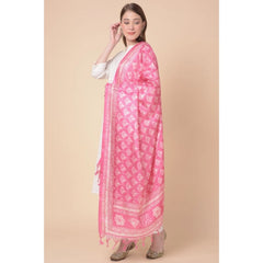 Mayawye Women's Art Silk Printed Dupatta (Pink, Length: 2.25 to 2.50 Mtr)