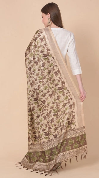 Mayawye Women's Art Silk Printed Dupatta (Gold, Length: 2.25 to 2.50 Mtr)