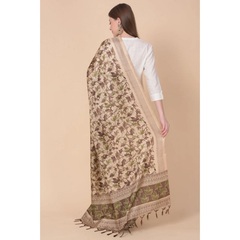 Mayawye Women's Art Silk Printed Dupatta (Gold, Length: 2.25 to 2.50 Mtr)