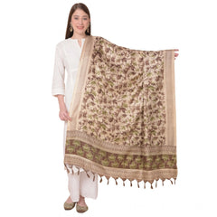 Mayawye Women's Art Silk Printed Dupatta (Gold, Length: 2.25 to 2.50 Mtr)