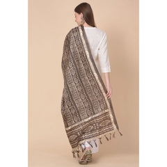 Mayawye Women's Art Silk Printed Dupatta (Brown, Length: 2.25 to 2.50 Mtr)