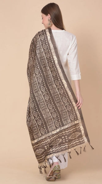 Mayawye Women's Art Silk Printed Dupatta (Brown, Length: 2.25 to 2.50 Mtr)