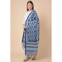 Mayawye Women's Art Silk Printed Dupatta (Blue, Length: 2.25 to 2.50 Mtr)