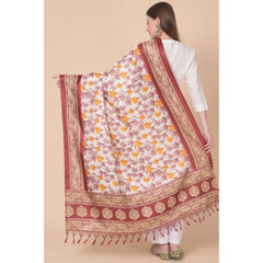 Mayawye Women's Art Silk Printed Dupatta (Maroon, Length: 2.25 to 2.50 Mtr)