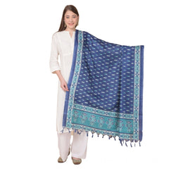 Mayawye Women's Art Silk Printed Dupatta (Blue, Length: 2.25 to 2.50 Mtr)