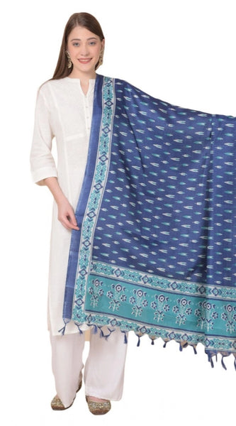 Mayawye Women's Art Silk Printed Dupatta (Blue, Length: 2.25 to 2.50 Mtr)
