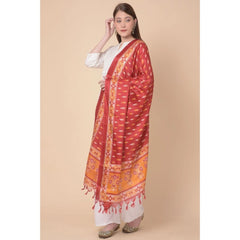 Mayawye Women's Art Silk Printed Dupatta (Red, Length: 2.25 to 2.50 Mtr)