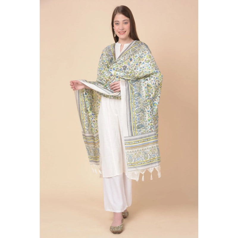Mayawye Women's Art Silk Printed Dupatta (Grey, Length: 2.25 to 2.50 Mtr)