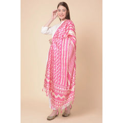 Mayawye Women's Art Silk Printed Dupatta (Pink, Length: 2.25 to 2.50 Mtr)