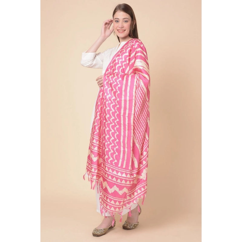 Mayawye Women's Art Silk Printed Dupatta (Pink, Length: 2.25 to 2.50 Mtr)