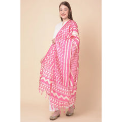 Mayawye Women's Art Silk Printed Dupatta (Pink, Length: 2.25 to 2.50 Mtr)