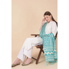 Mayawye Women's Art Silk Printed Dupatta (Turquoise, Length: 2.25 to 2.50 Mtr)