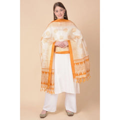 Mayawye Women's Art Silk Printed Dupatta (Orange, Length: 2.25 to 2.50 Mtr)