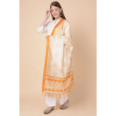 Mayawye Women's Art Silk Printed Dupatta (Orange, Length: 2.25 to 2.50 Mtr)