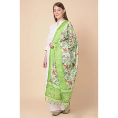 Mayawye Women's Art Silk Printed Dupatta (Light Green, Length: 2.25 to 2.50 Mtr)